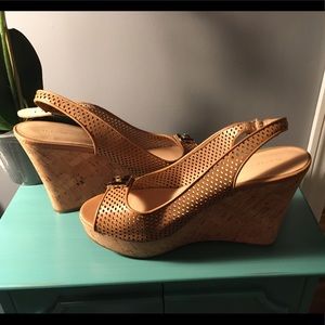 Tommy Hilfiger perforated peep toe sling backs